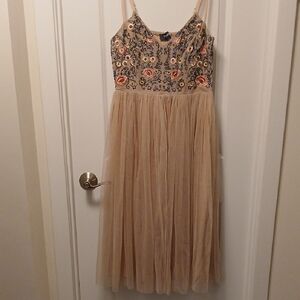 Modcloth Pink Tulle Beaded Bodice Dress